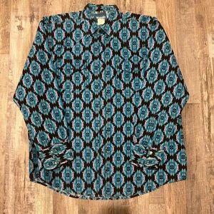 Wrangler Western Shirts Black and Blue Patterned Men's Shirt